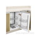Corner Four Shelf Stainless Steel 2 Tier Pull Out Blind Kitchen Basket